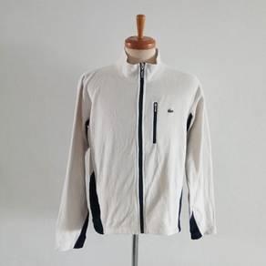 Lacoste zip up fleece in cream and black