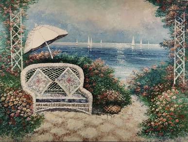 Seaside Garden Retreat – Reproduction Oil Painting