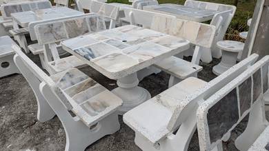 set meja batu terazzo taman 