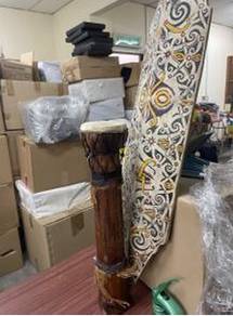Wooden Djembe Drum with Tribal Pattern