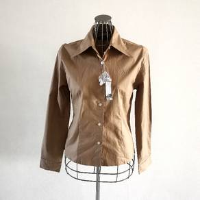 New DKNY women's long sleeve shirt, khaki, brown,