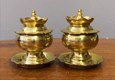 Bekas bunga rampai with tray brass tembaga 2