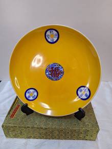 Yellow Porcelain Dish of Prosperity-Happiness "FU"