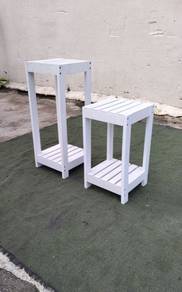 YE23Q Rak Kayu 2 Tier Flower Stand Wood Rack Set 2