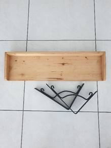Wooden wall shelve with steel holder