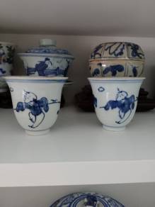 Antique Ming playing boys teacups