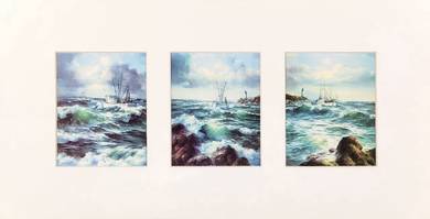 Fishing Boats Lithograph Prints (Set of 3)