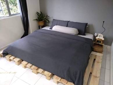 Katil kayu pallet Queen King