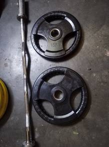 weight plate 15kg x2 and curl bar