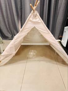 Kids Canvas Teepee Tent with Wooden Poles