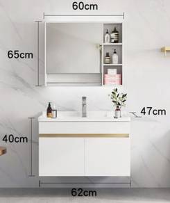Toilet cabinet bathroom mirror tandas shelf cermin