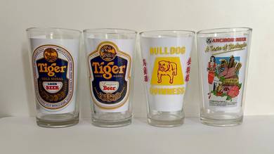 Lot Malaysia Old Beer Glasses