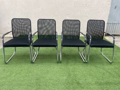 YE93G Kerusi Tamu Metal Base Visitor Arm Chair x4