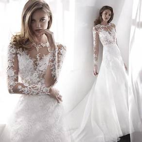 White long sleeve fishtail wedding gown RB1364