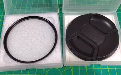 Camera lens filter and cap