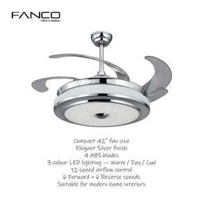 FANCO 42" Retractable Ceiling Fan with LED Light