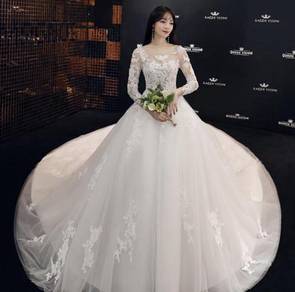 White long sleeve wedding bridal gown RB1189