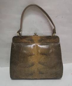 Handbag leather with snake look bag clutch bag han