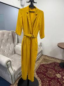 Yellow Blazer Jumpsuit with Belt