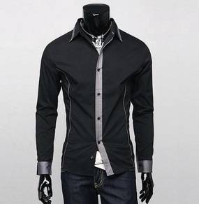 A0538 BLACK FORMAL LONG SLEEVE SHiRT KEMEJA HITAM