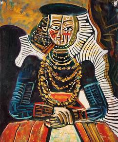 Oil Painting Cubist Portrait, Signed Dave. H