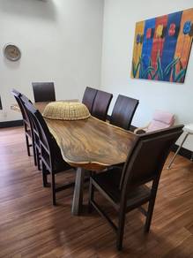 8 Feet high quality teak wood table and chairs