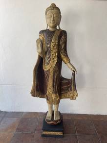 standing wooden craft buddha