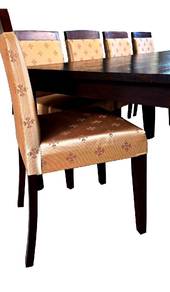 Luxurious fabric solid timber high back chairs