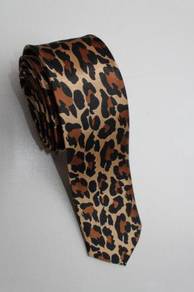SLIM Leopard Spots Gold Brown Black Neck Tie