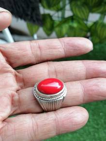 cincin batu permata red marjan natural size 18