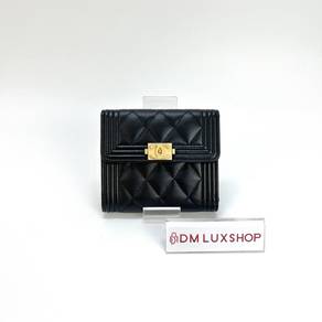 Preloved Chanel Boy Black Caviar Small Flap Wallet