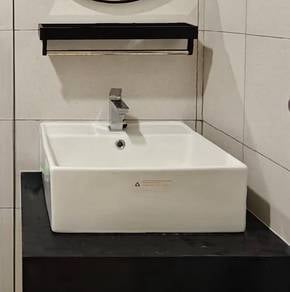 GBH Square Ceramic Wall-Hung Bathroom Basin Set