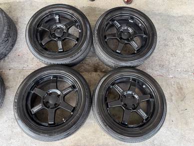 Rim te37 gloss black 16 inch myvi vios city jazz