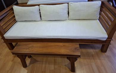 Solid Teak (Jati) Wood - 3 Seater Sofa Set + Bench