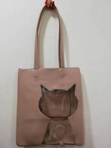 Tote Bag Beg Brown Cat 54cm x 31.5cm x 4cm