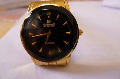Sveston Quartz Round Black Dial Watch