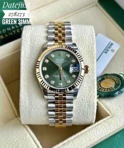 Rolex Datejust 278273G Green dial half gold