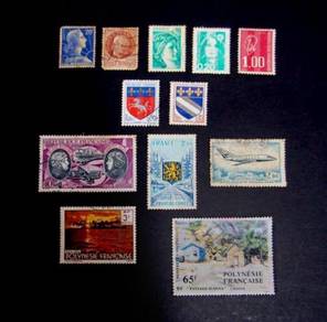 Vintage Stamps - France/Polynesia Francaise 12 pcs