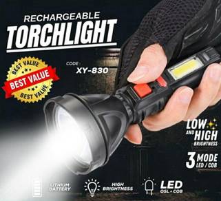 LED Flashlight 4 Mode Side light USB Rechargeable