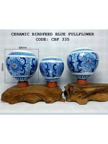 Birdfeeder Cawan Burung Blue FullFlower 21-CBF335