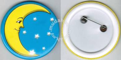 Smiley Happy face #21 Moon Cartoon Button Badge