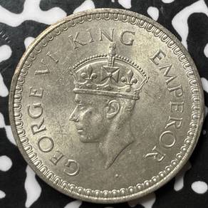 British India one rupee 1944 KGVI silver coin