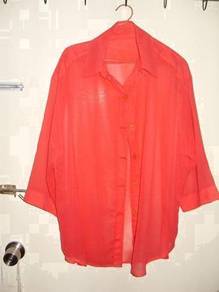Red Chiffon Open Blouse