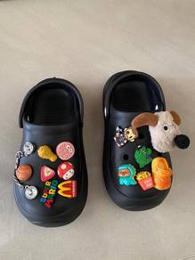 Black Crocs Sandals with Charms