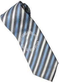 ELB6 Sky Blue Black White Striped Formal Neck Tie