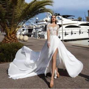 White long sleeve wedding bridal dress gown RB1626