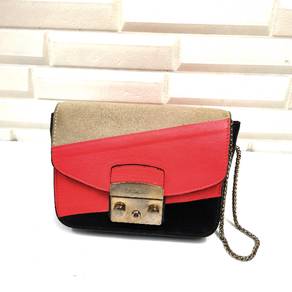 Authentic Furla Multicolor Suede and Leather Mini