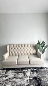 3-Seater Cream Tufted Sofa