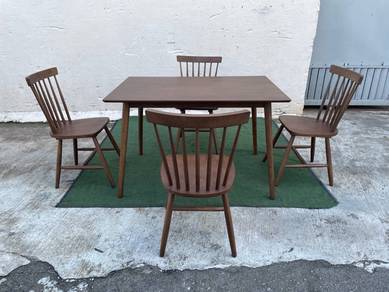 TM39H1D NEW *Meja Makan Kayu Getah Set Solid Rubbe