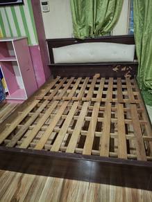 Dark wood bed frame